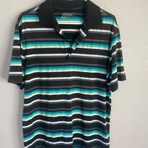 Nike Men's Polo Shirt - Black, White, Green Stripes